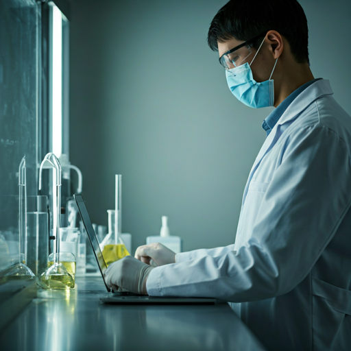 Scientist working in a clean laboratory environment
